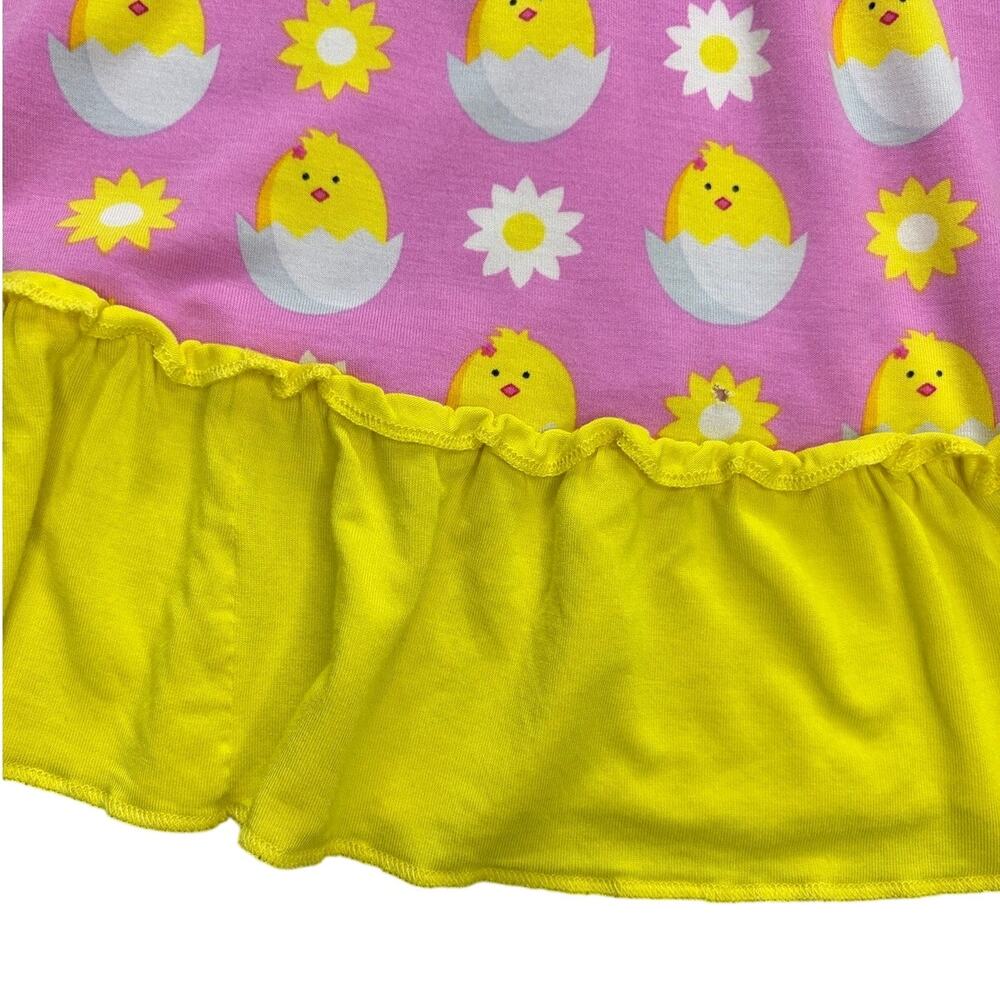 Little Bum Bums 4T Toddler Bamboo Viscose Dress Pink Yellow Chick Spring Summer - Picture 4 of 7